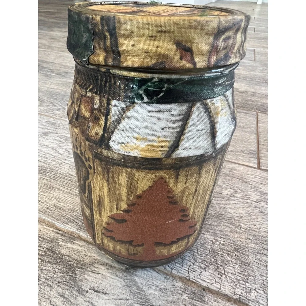 Hunting Man Cave Mason Jar Decoupage Handmade‎ Storage Hunting Wildlife Camo